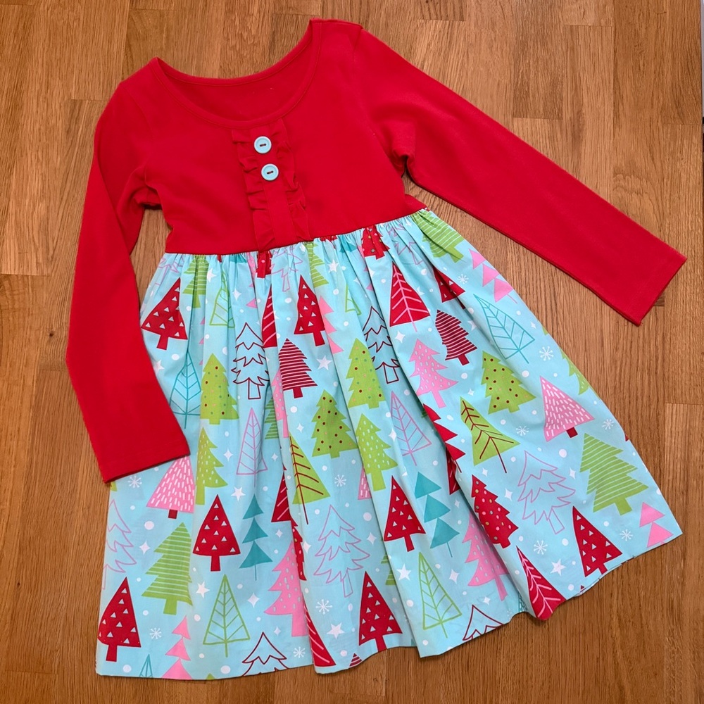 Eleanor Rose 6/7 Red Blue Heather Christmas Dress Long Sleeve Fit & Flare